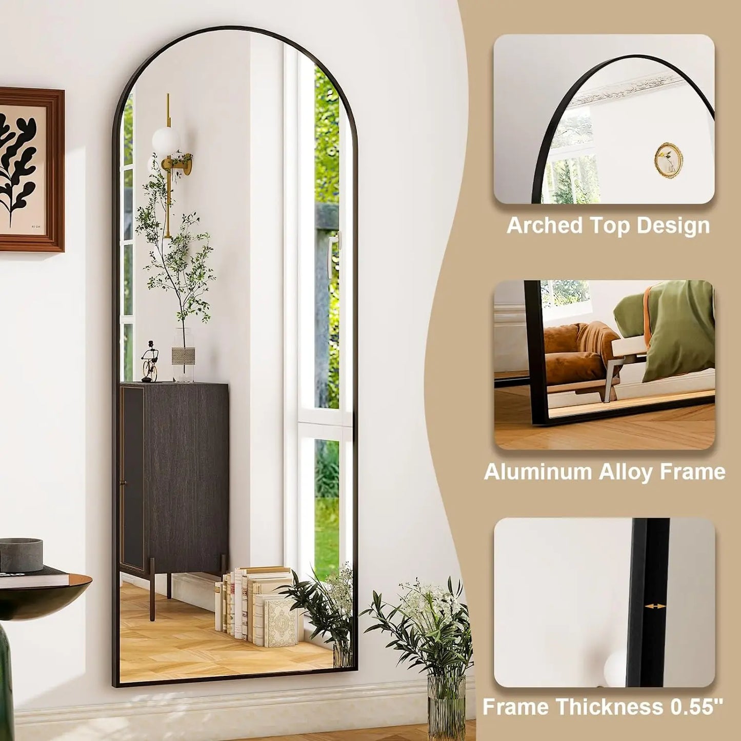 HARRITPURE Modern Mirror Aluminum Frame For Bedroom And Living Room
