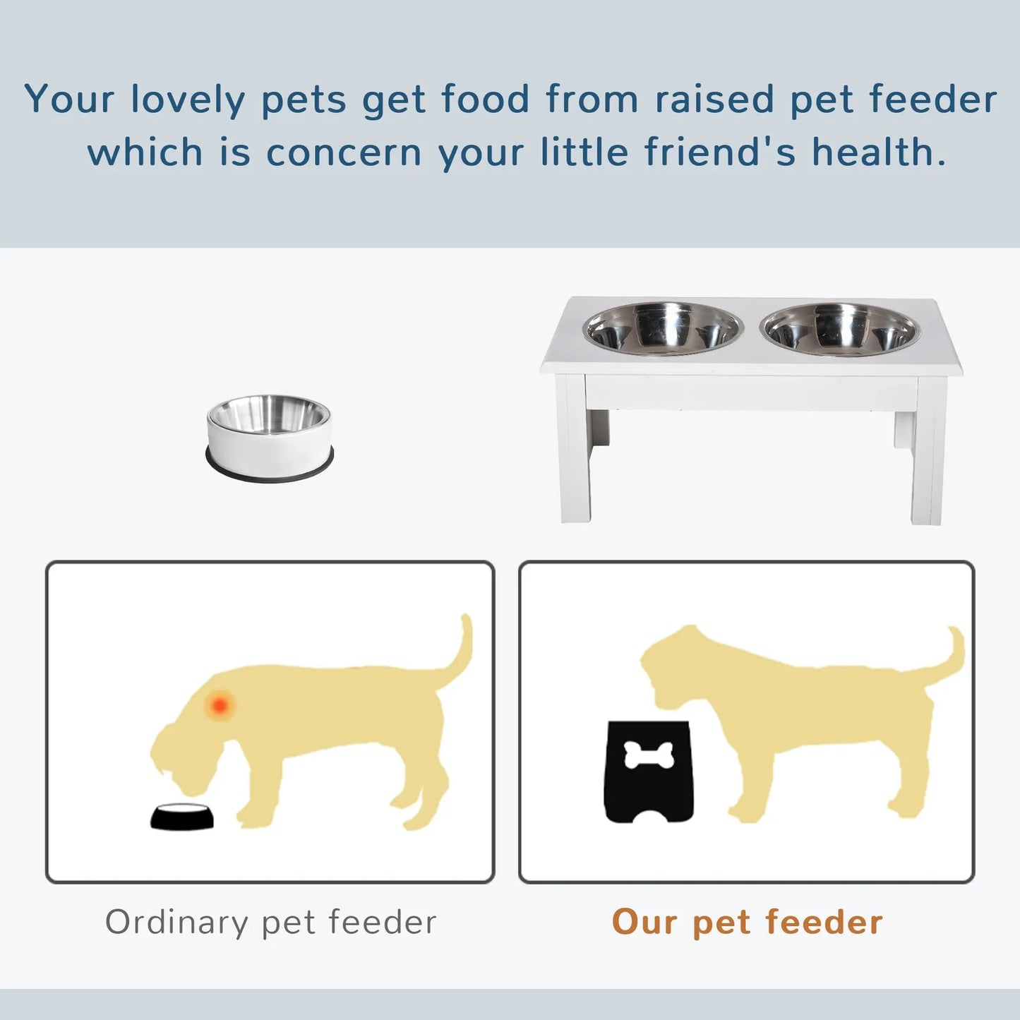 Aosom LLC Elevated Dog Bowl Stand With Stainless Steel Bowls