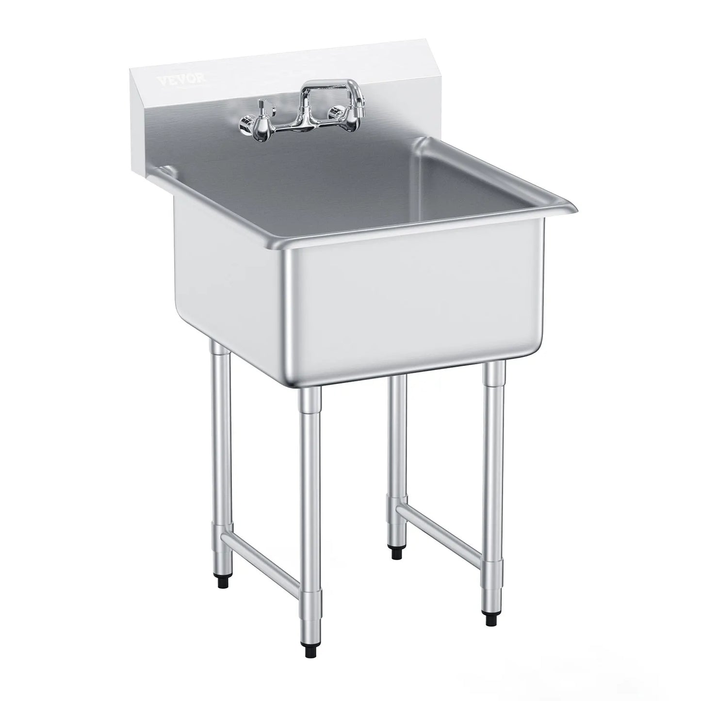 Stainless Steel Kitchen Prep And Utility Sink With Faucet For Restaurant