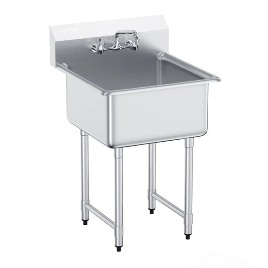 Stainless Steel Kitchen Prep And Utility Sink With Faucet For Restaurant
