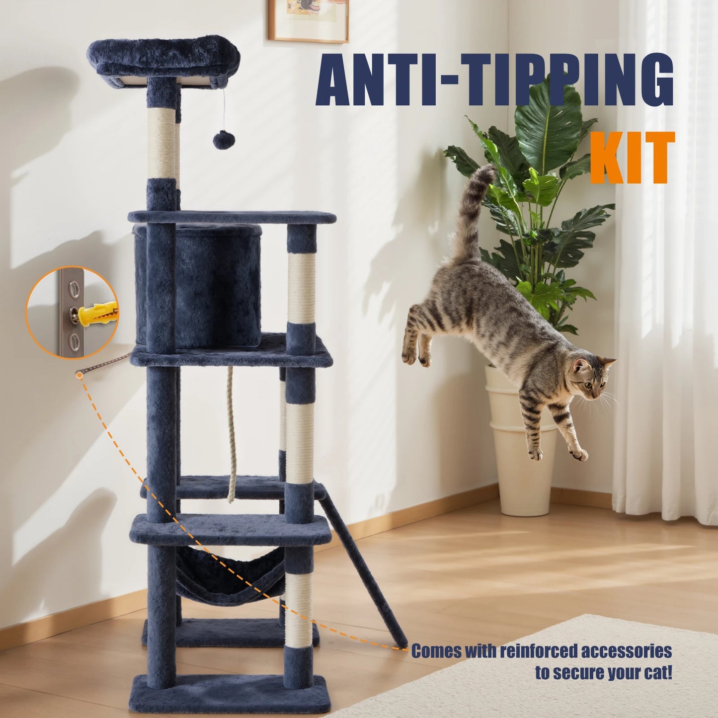 JHK Cat Tree Multi-Cat Climbing Tower For Indoor Cats