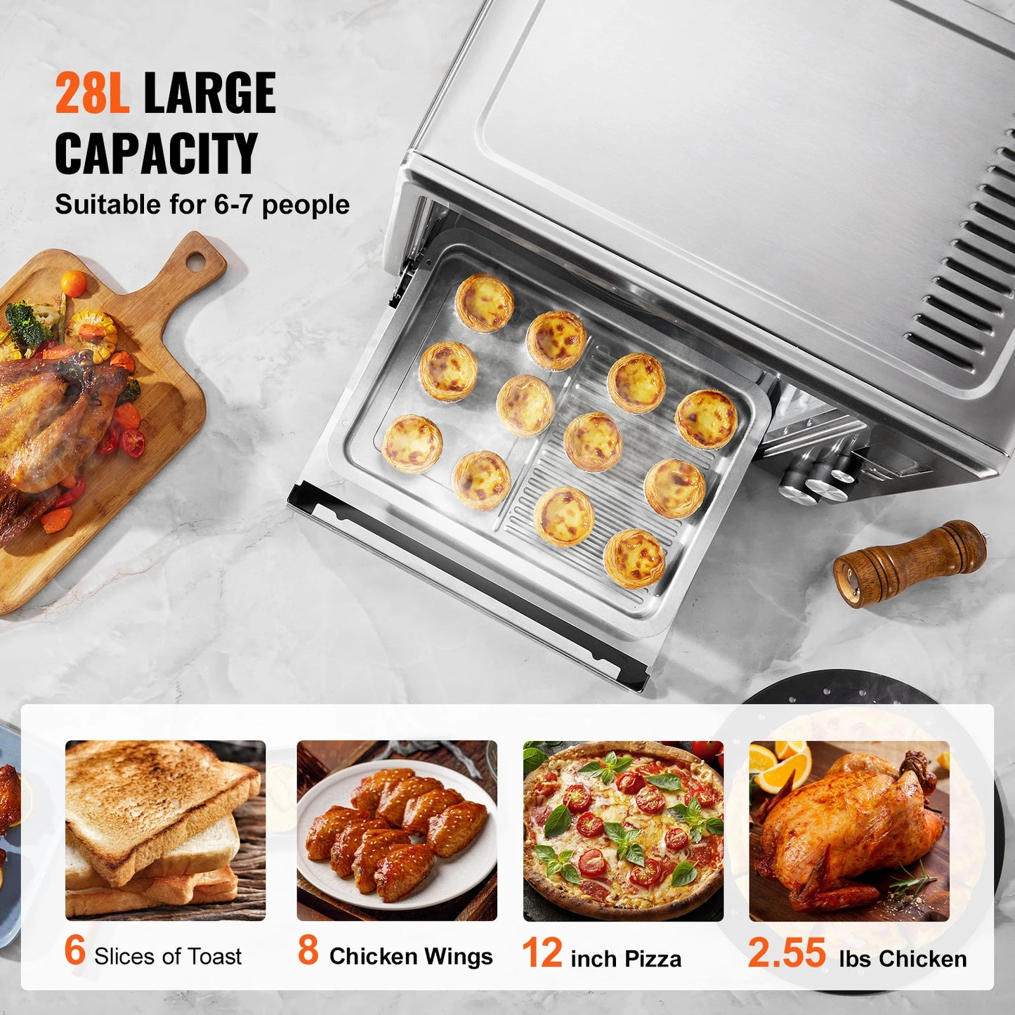 SucceBuy 13-In-1 Air Fryer Toaster Oven Convection
