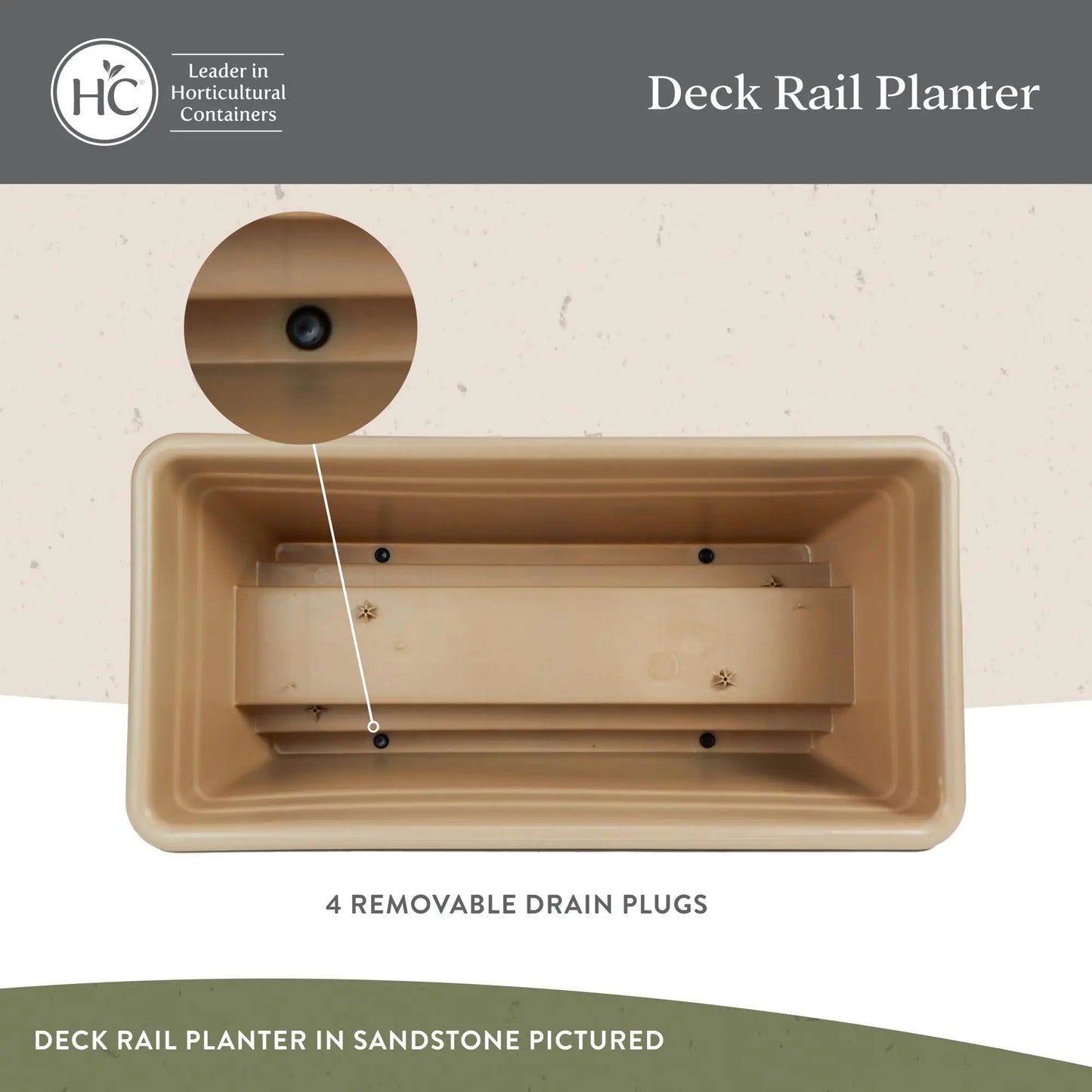 Deck Rail Planter Box With Drainage Plug Lightweight UV Resistant