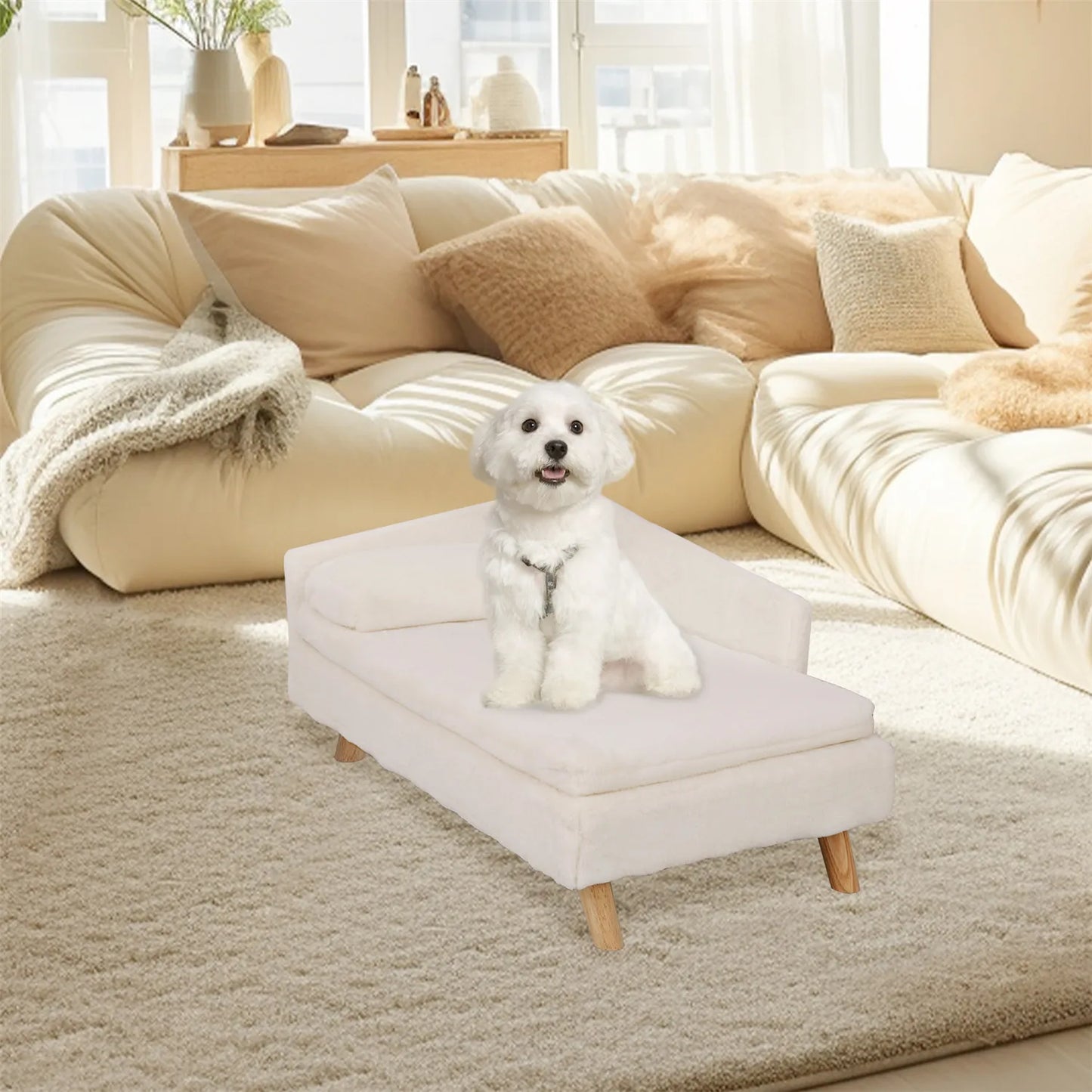 BINGOPAWCN Elevated Pet Bed Nordic Stool With Cozy Waterproof Pad