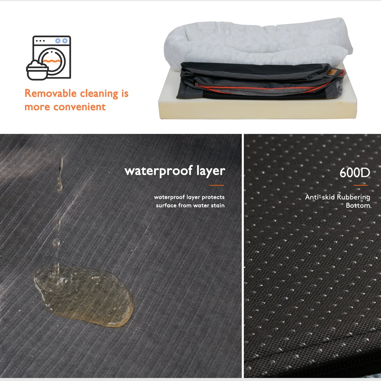 BINGOPAWCN Hypoallergenic Dog Bed With Removable Washable Cover