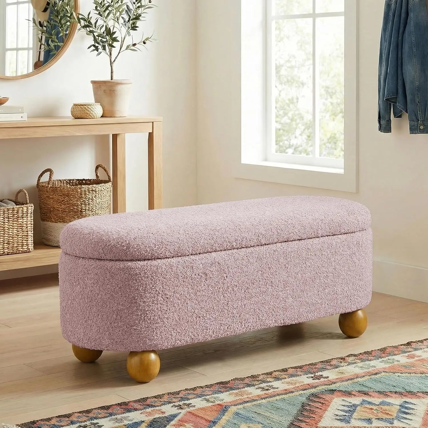 Storage Ottoman Bench for Living Room and Entryway