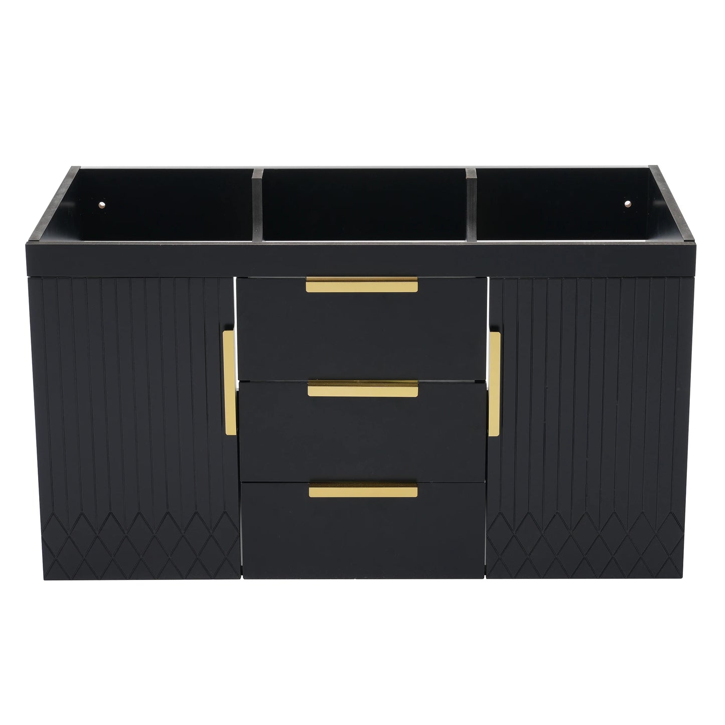 Solid Wood Floating Wall Mounted Bathroom Vanity Without Sink With 2 Drawers