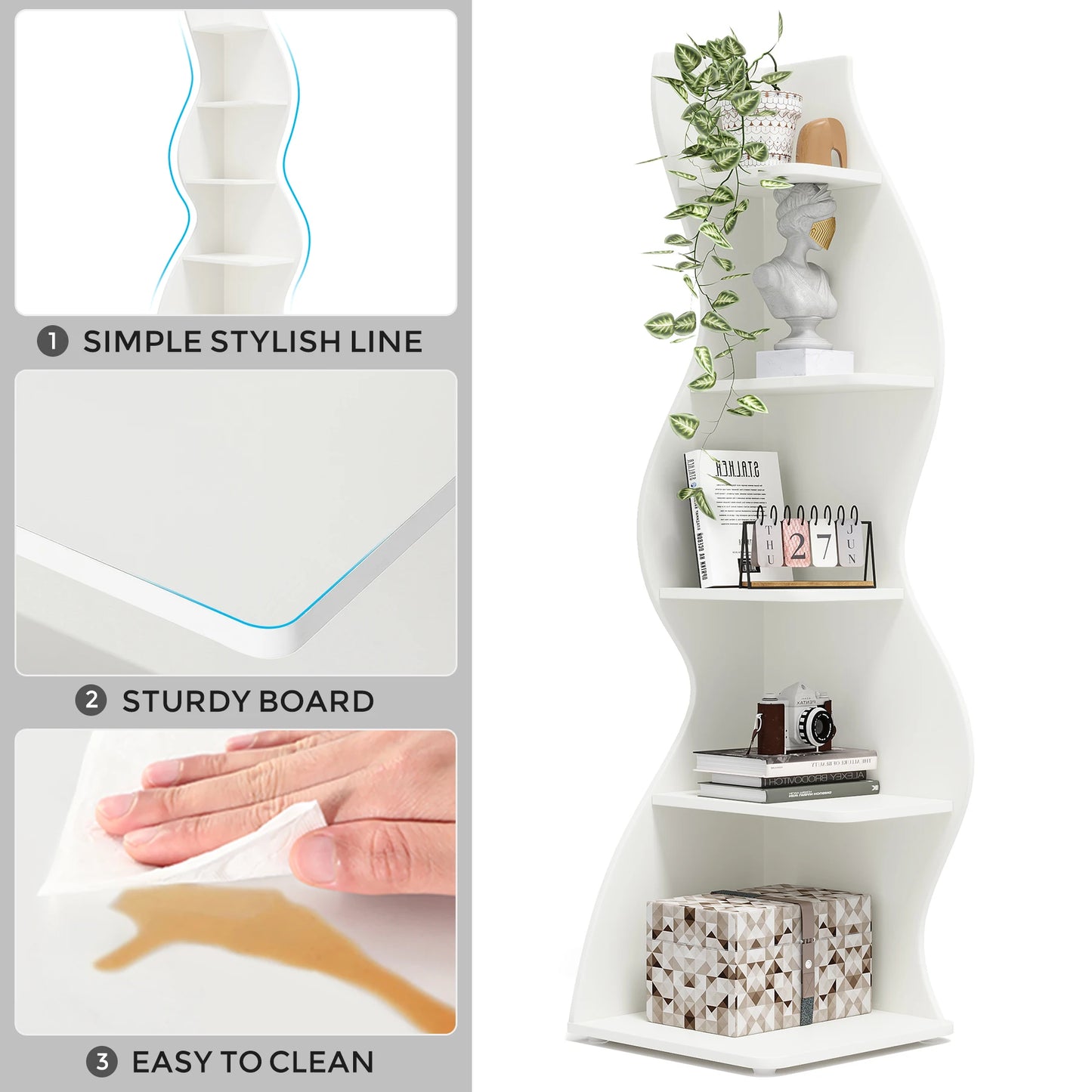 Tribesigns 5-Tier Corner Shelf Wall Mount Bookshelf