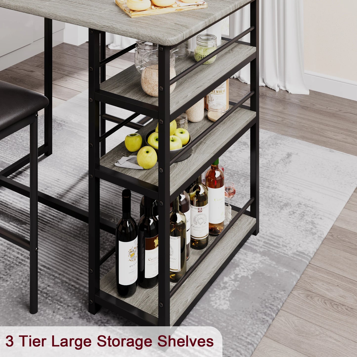 HobbyLane Dining Table Set With Shelves And Chairs