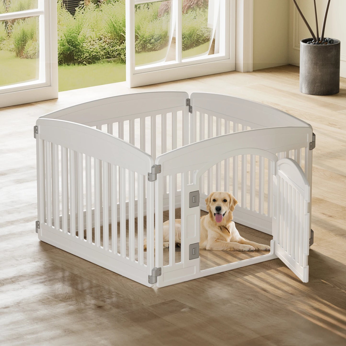 JHK Plastic Dog Playpen For Medium Dogs Indoor Outdoor Use