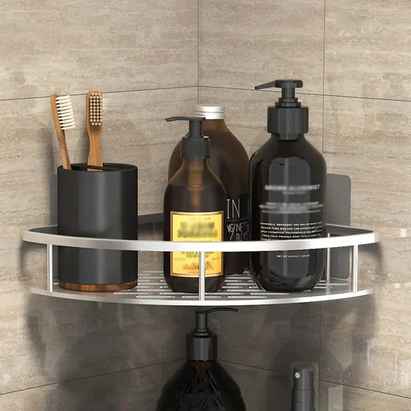 Wall Mount Bathroom Storage Rack No Drill Corner Shower Shelf