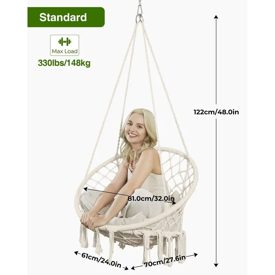 Macrame Hammock Chair Cushion For Indoor Outdoor Use