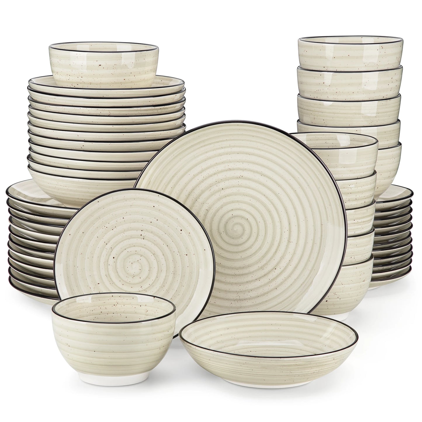 MALACASA 24/48 Piece Ceramic Dinnerware Set Handpainted Spiral