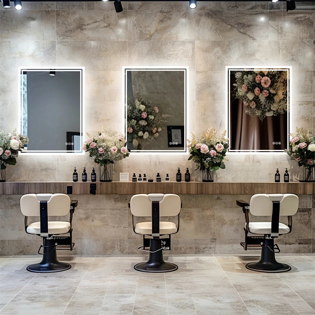 Luvodicri Illuminated LED Backlit Frameless Dimmable Defog Bathroom Mirror