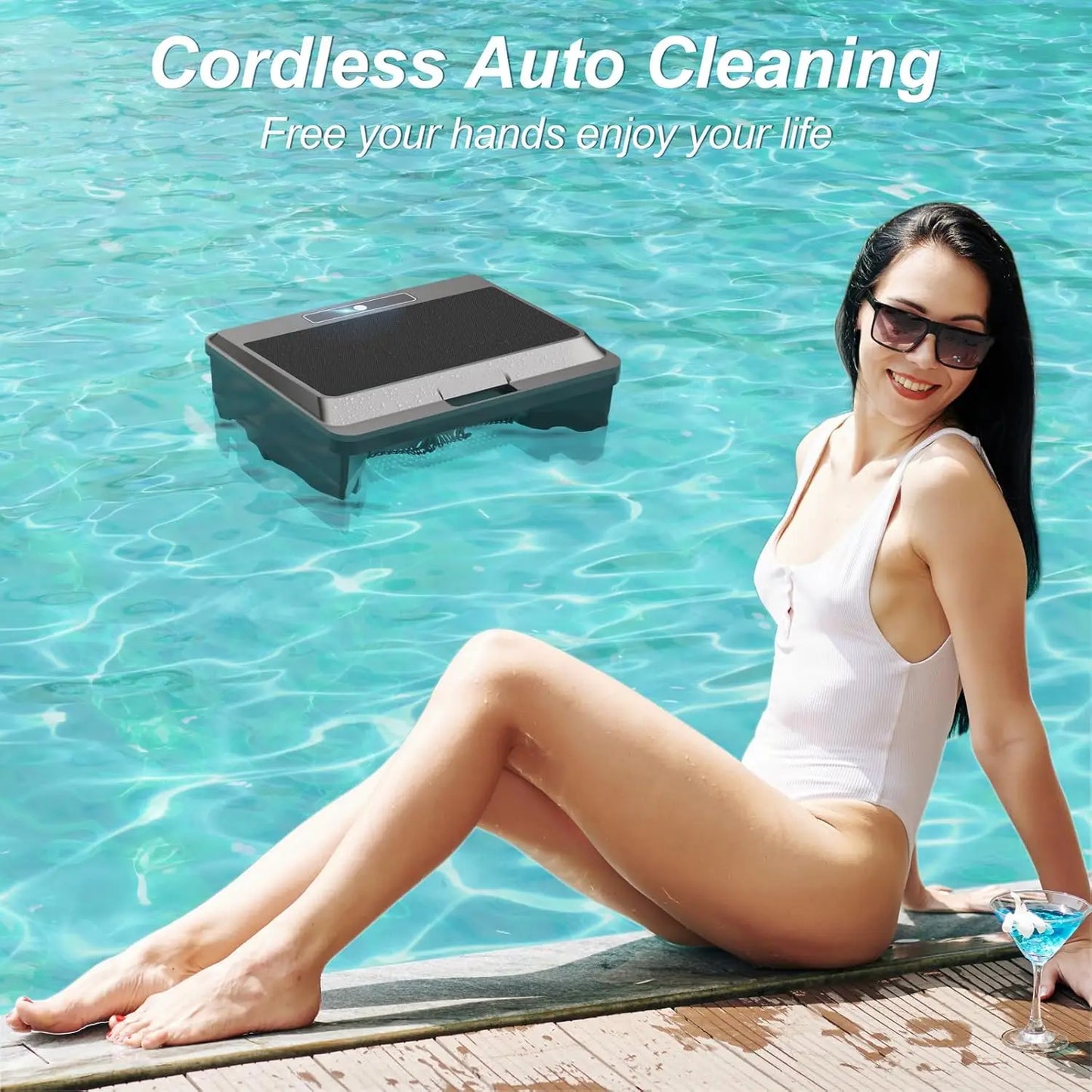 INSE Solar Powered Robotic Pool Cleaner With Remote