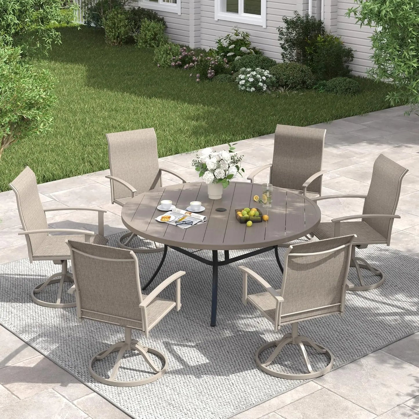 Swivel Textilene Patio Chairs Set of 4 for Lawn Garden