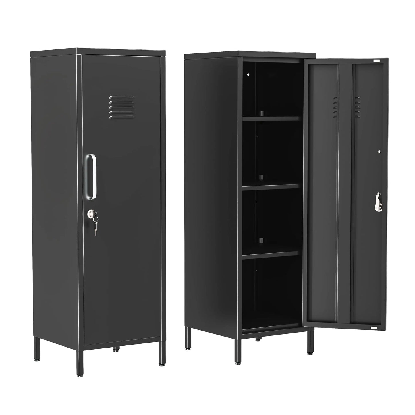 Tall Narrow Storage Cabinet With 4 Adjustable Shelves For Home