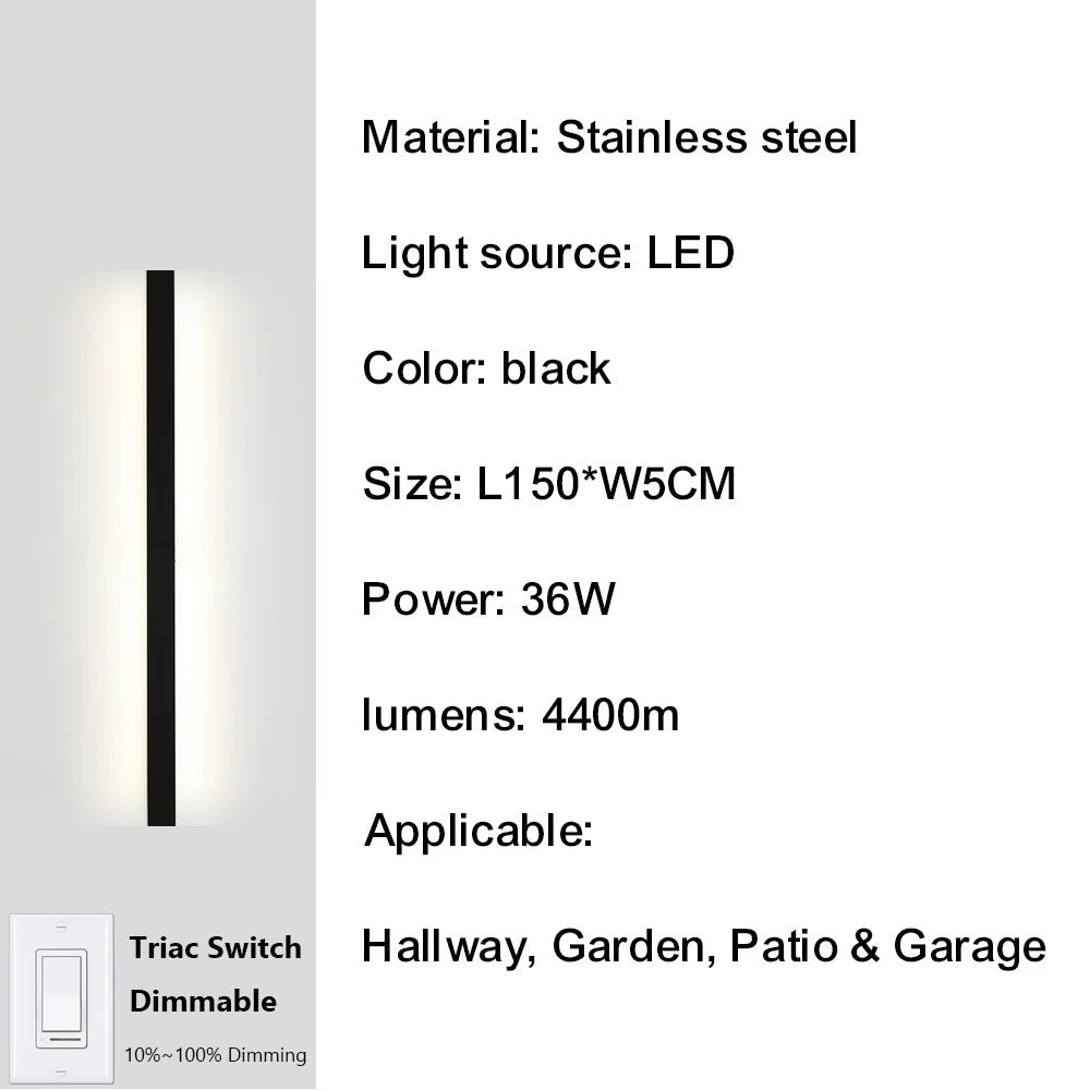IISINUO Outdoor Porch Wall Light Stainless Steel IP67 Waterproof Dimmable