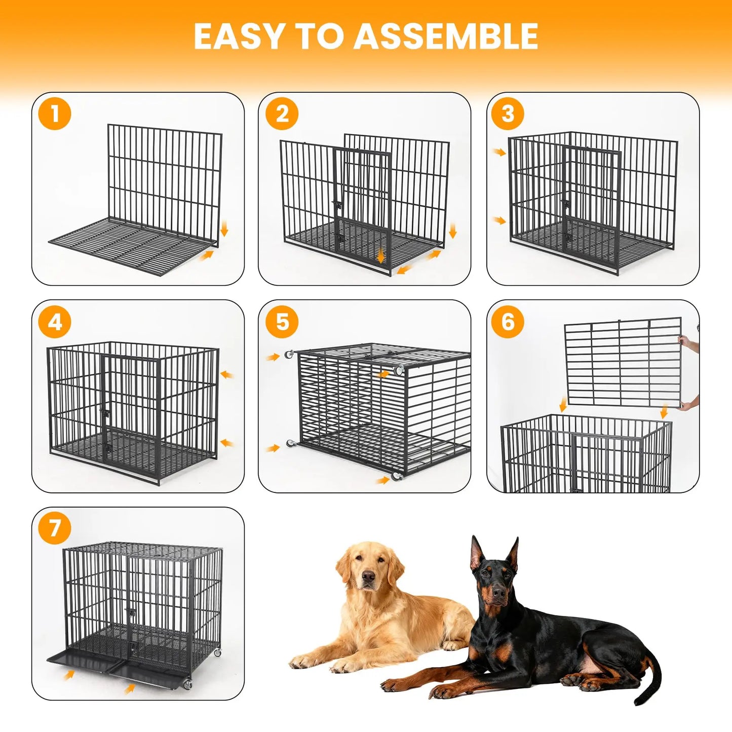 HiMISS Heavy Duty Escape-Proof Metal Dog Crate With 3-Doors