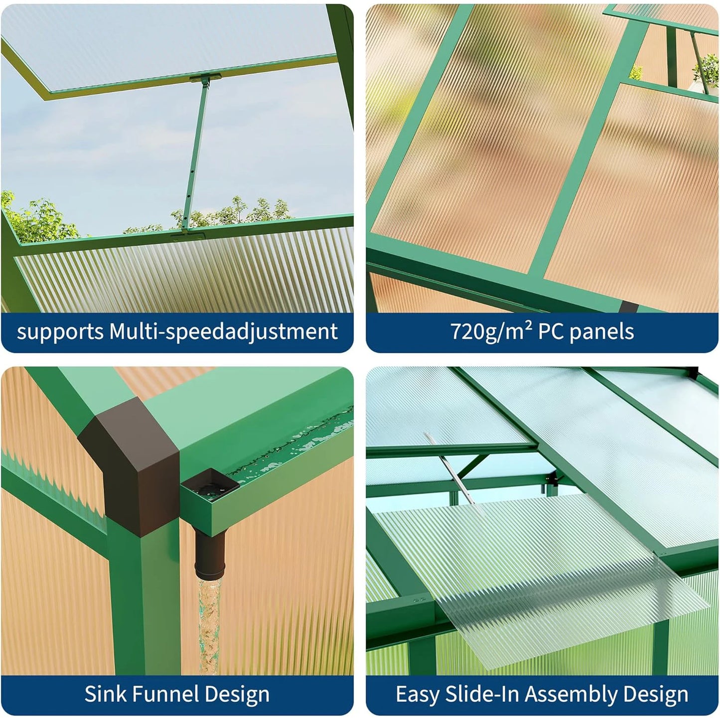 DishyKooker Walk-In Greenhouse With Roof Vent And Lockable Door