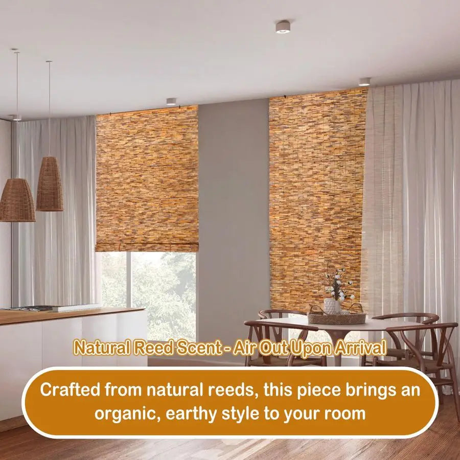 Bamboo Cordless Roll Up Outdoor Shades for Porch and Patio