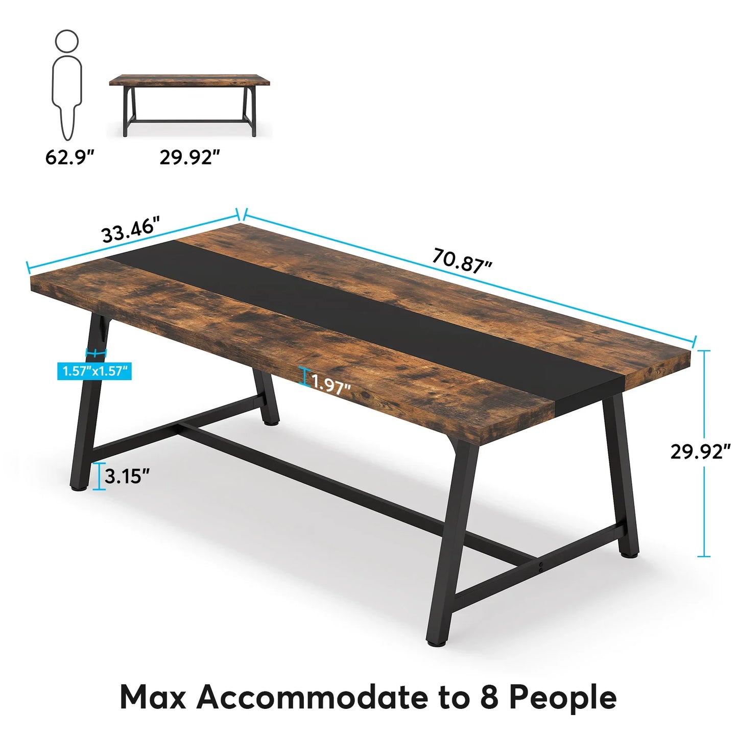 Tribesigns Modern Wood Dining Table Rectangular Kitchen Table