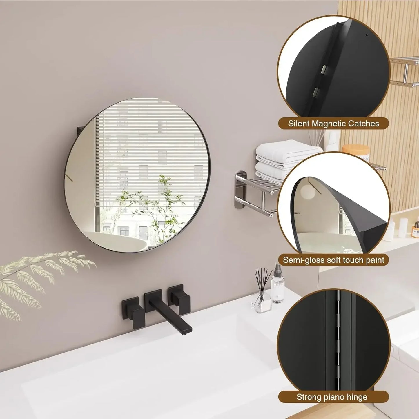 Bathroom Medicine Cabinet With Mirror Wall Mounted Adjustable Shelves