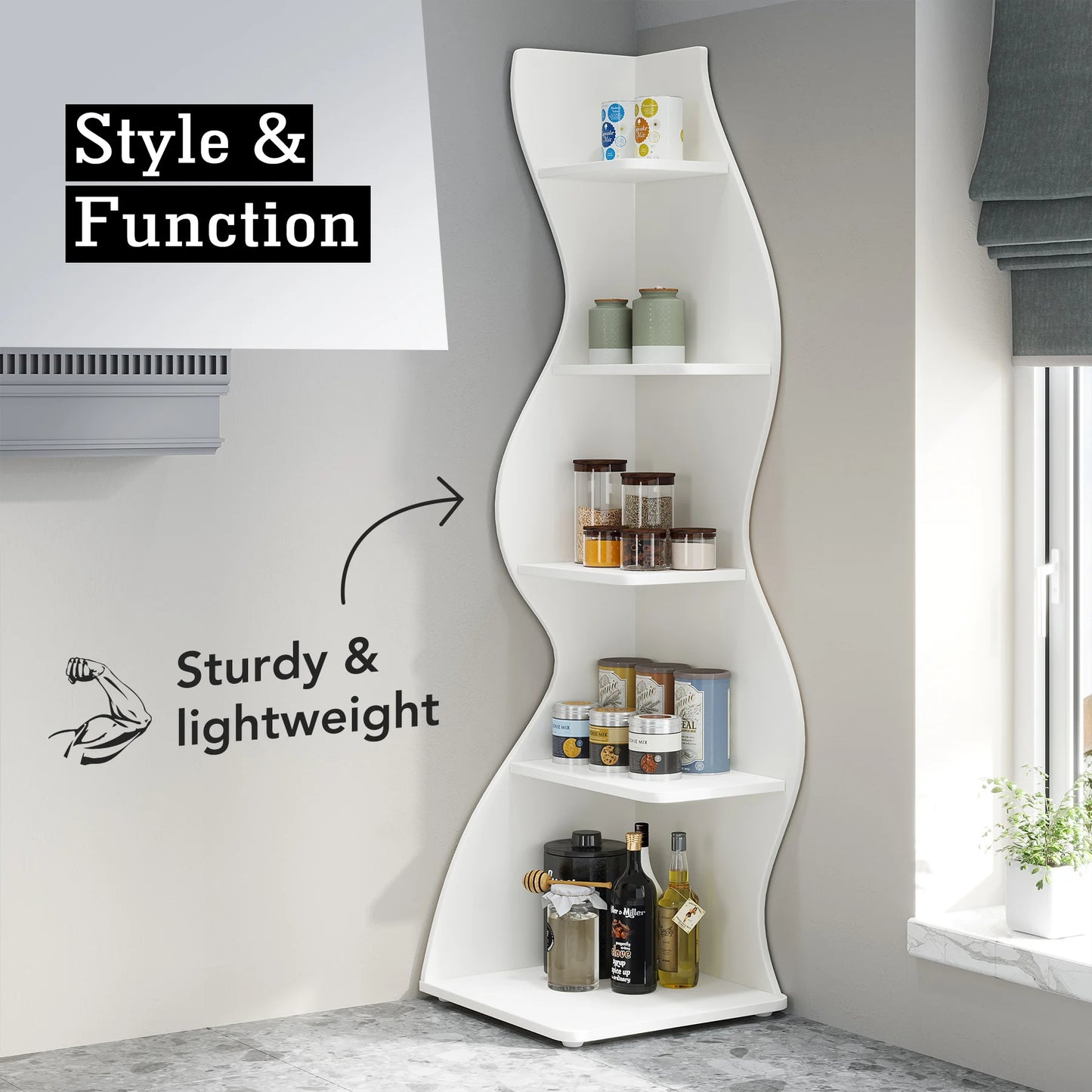 Tribesigns 5-Tier Corner Shelf Wall Mount Bookshelf