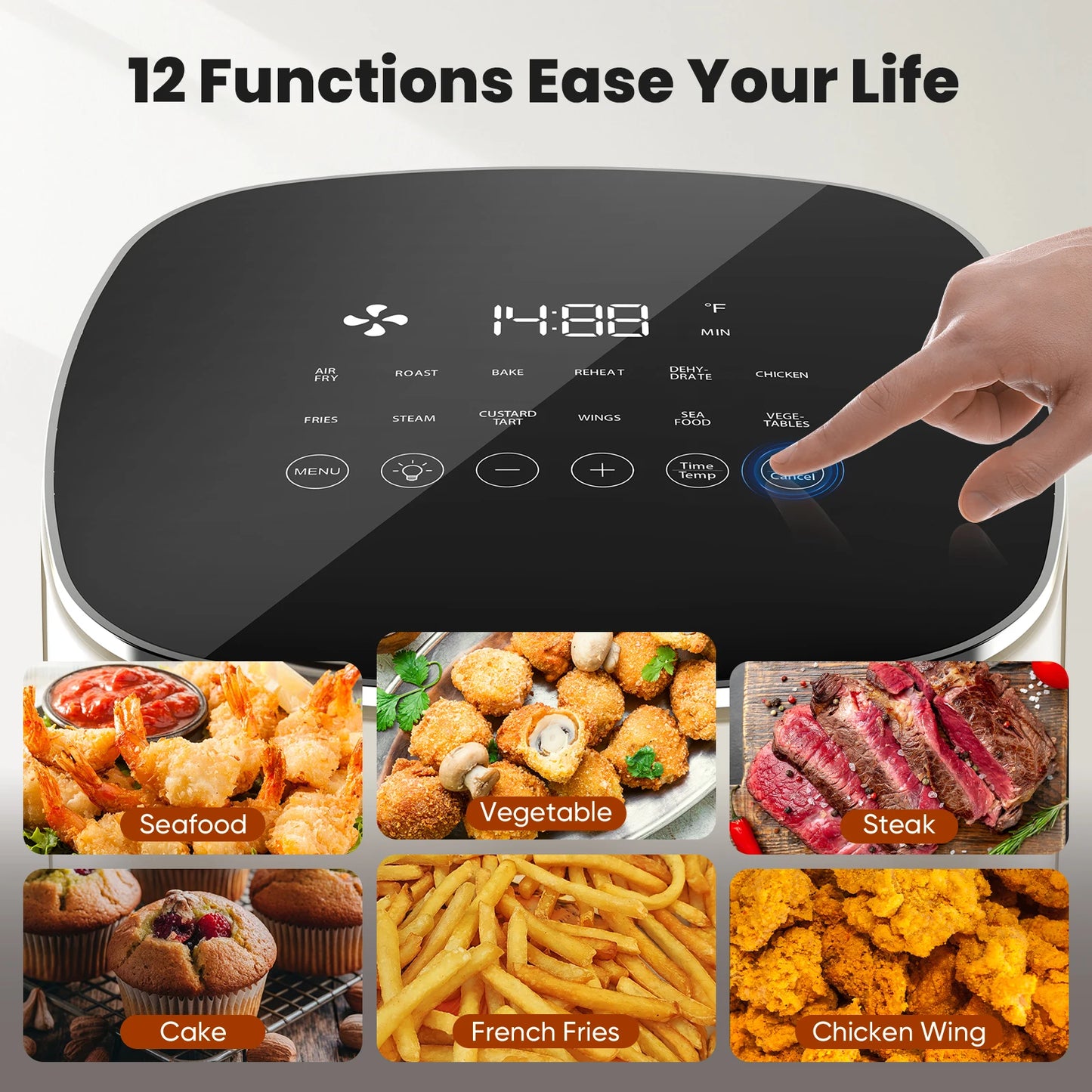 Electric Air Fryer With Window 12 In 1 Multi Function Kitchen Appliance