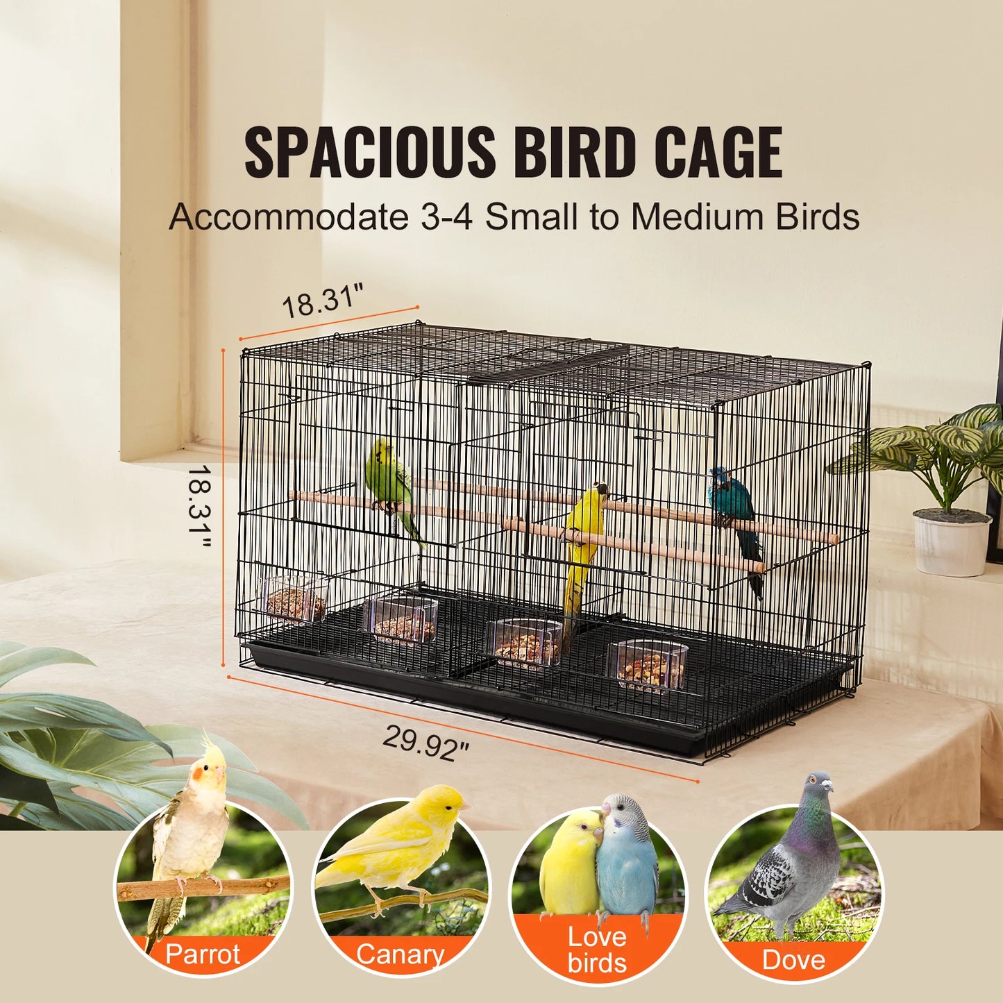 SucceBuy Flight Bird Cage With Divider Stackable Travel Cage For Birds