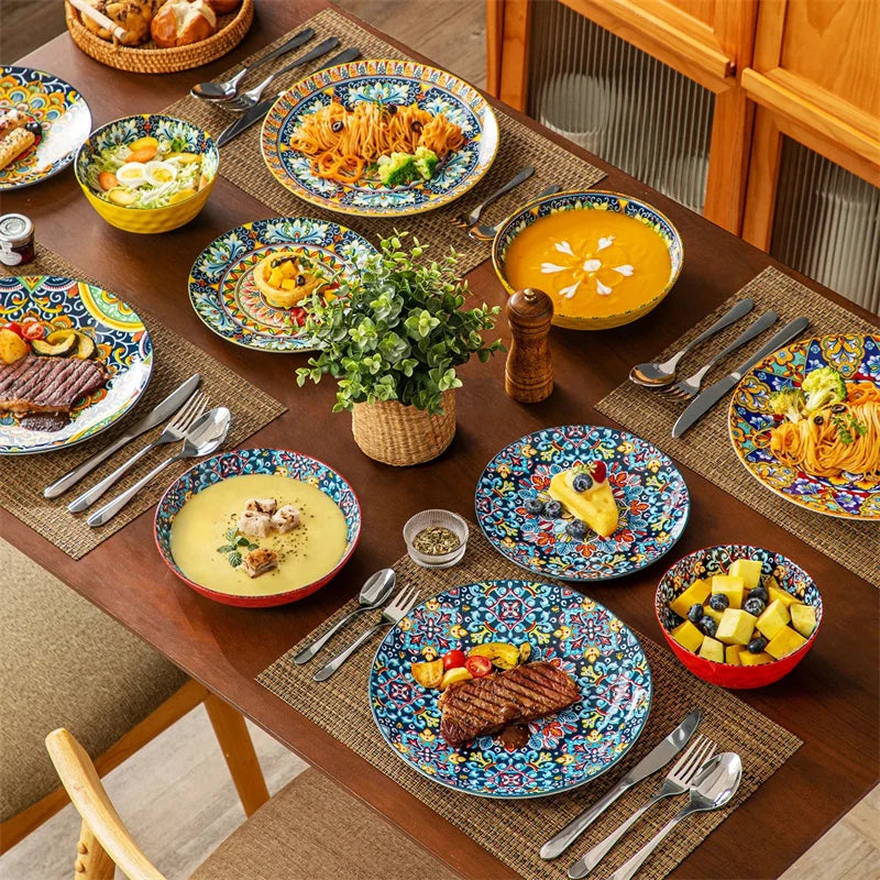 Retro Ceramic Dinnerware Set With Plates And Bowls Collection