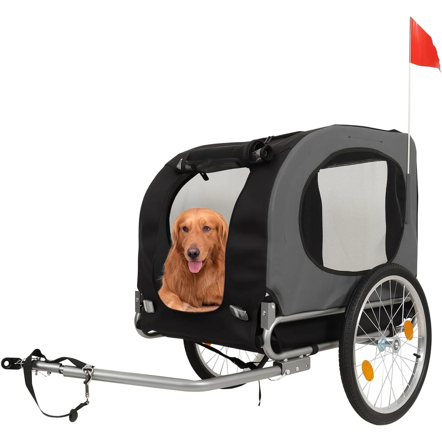 HiMISS Steel Dog Bike Trailer Folding Pet Carrier 40kg Capacity