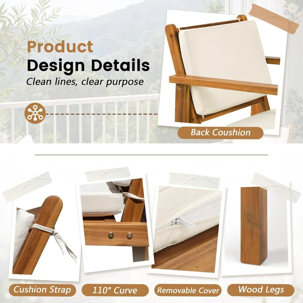 Acacia Wood Outdoor Patio Furniture Set With Coffee Table Cushions