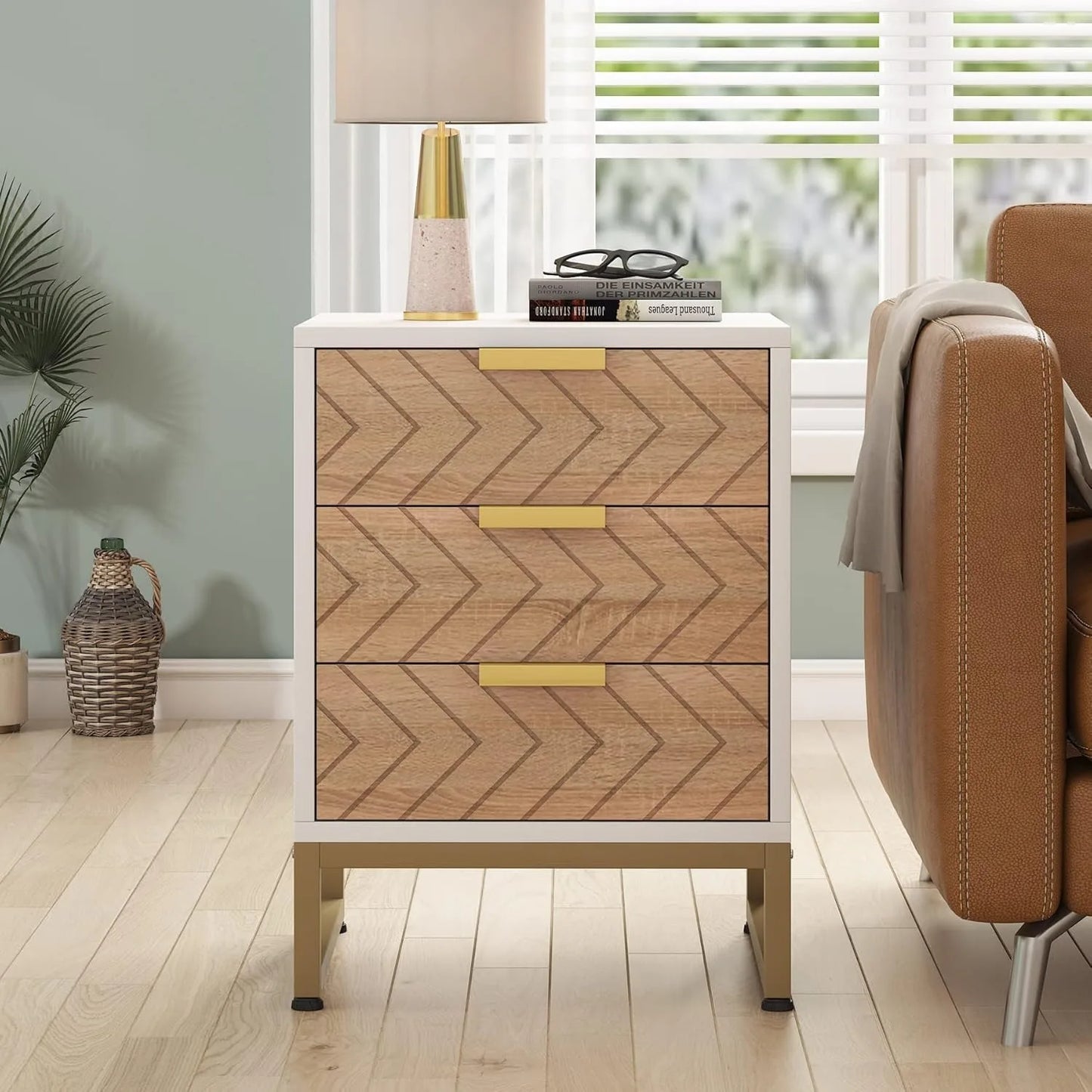 Little Tree 3-Drawer Nightstand With Chevron Design