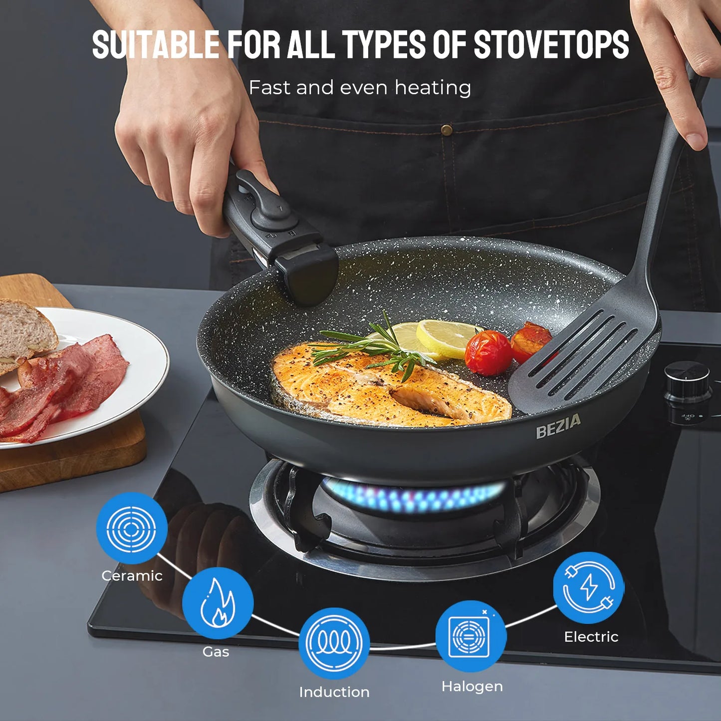 Induction Cookware Set 10 Pieces Nonstick Pots And Pans Stackable