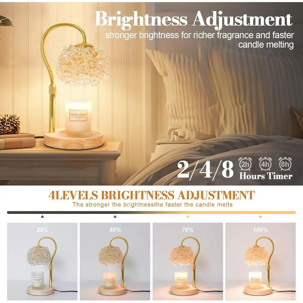 Candle Warmer Lamp With Timer And Dimmable Crystal Accent Adjustable