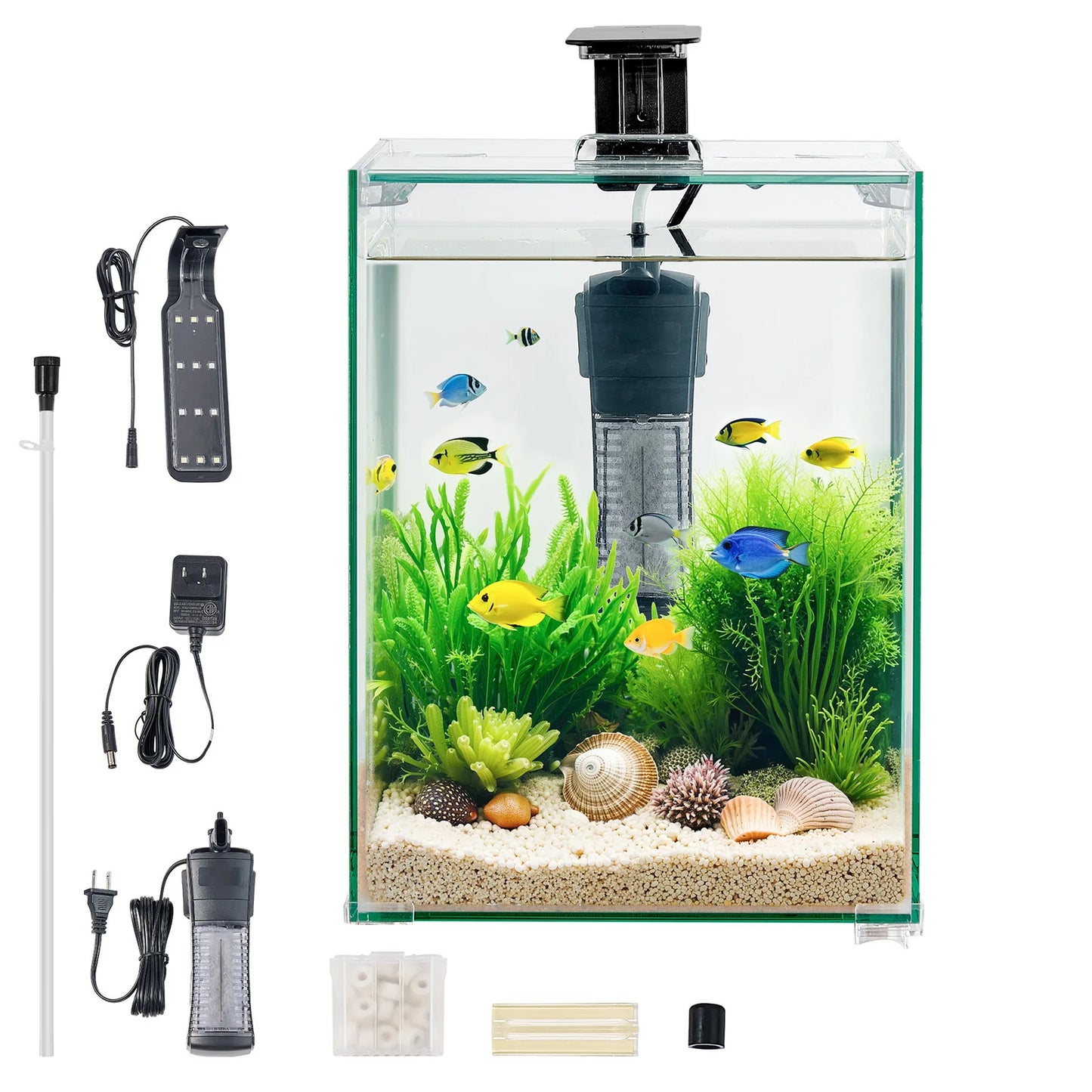 SucceBuy Aquarium Starter Tank With Adjustable 3 Color Lighting