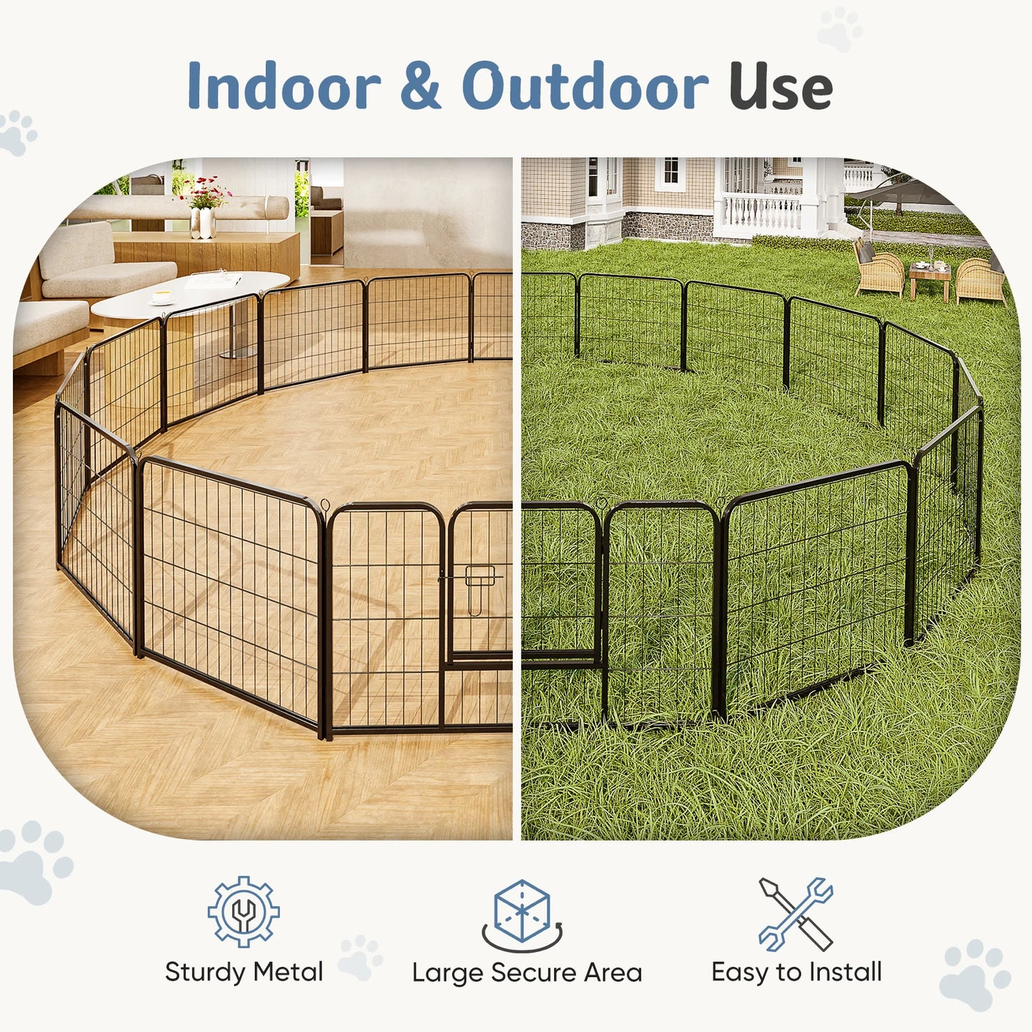 JHK Dog Playpen Metal Fence For Outdoor Use