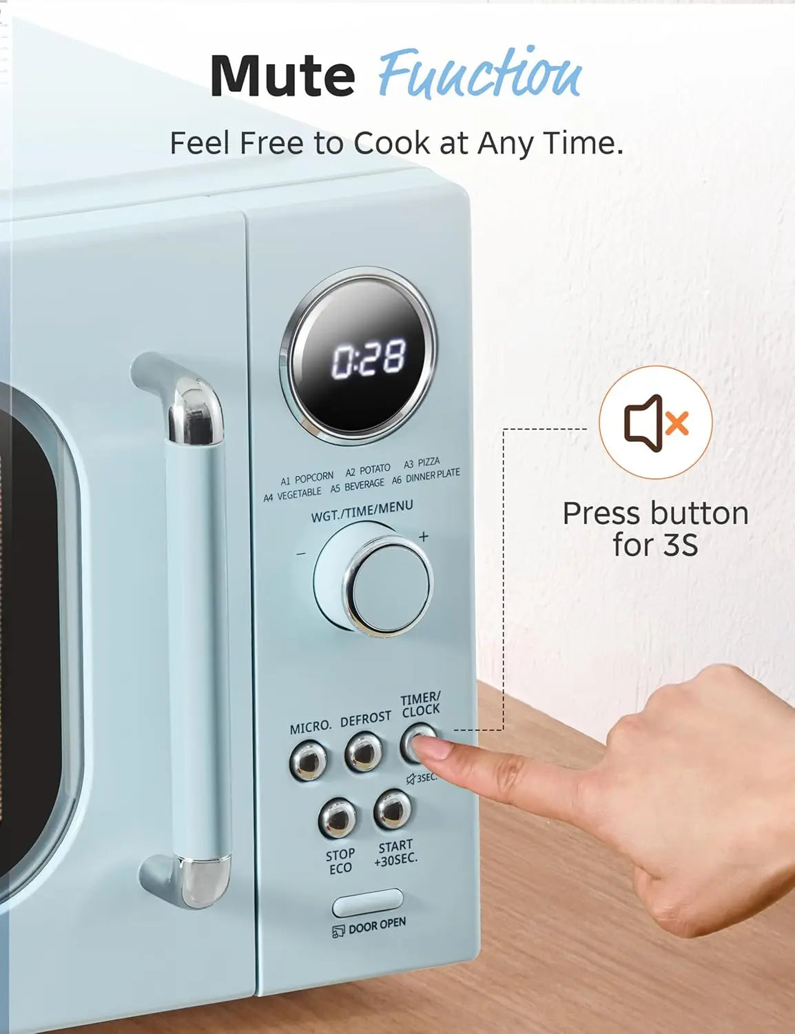 XMSJ Retro Microwave Oven With 6 Auto Menus Countertop