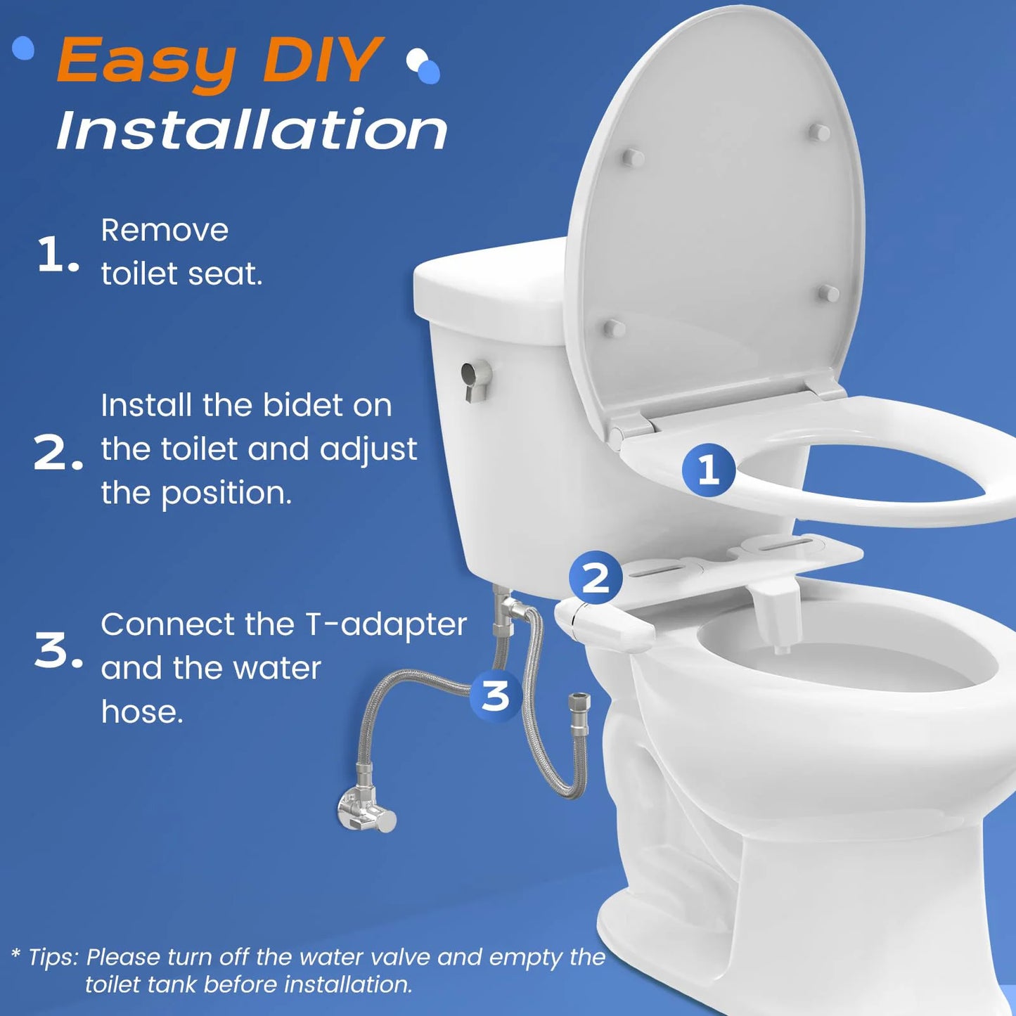 Ultra Slim Bidet Attachment With Dual Nozzle For Toilets