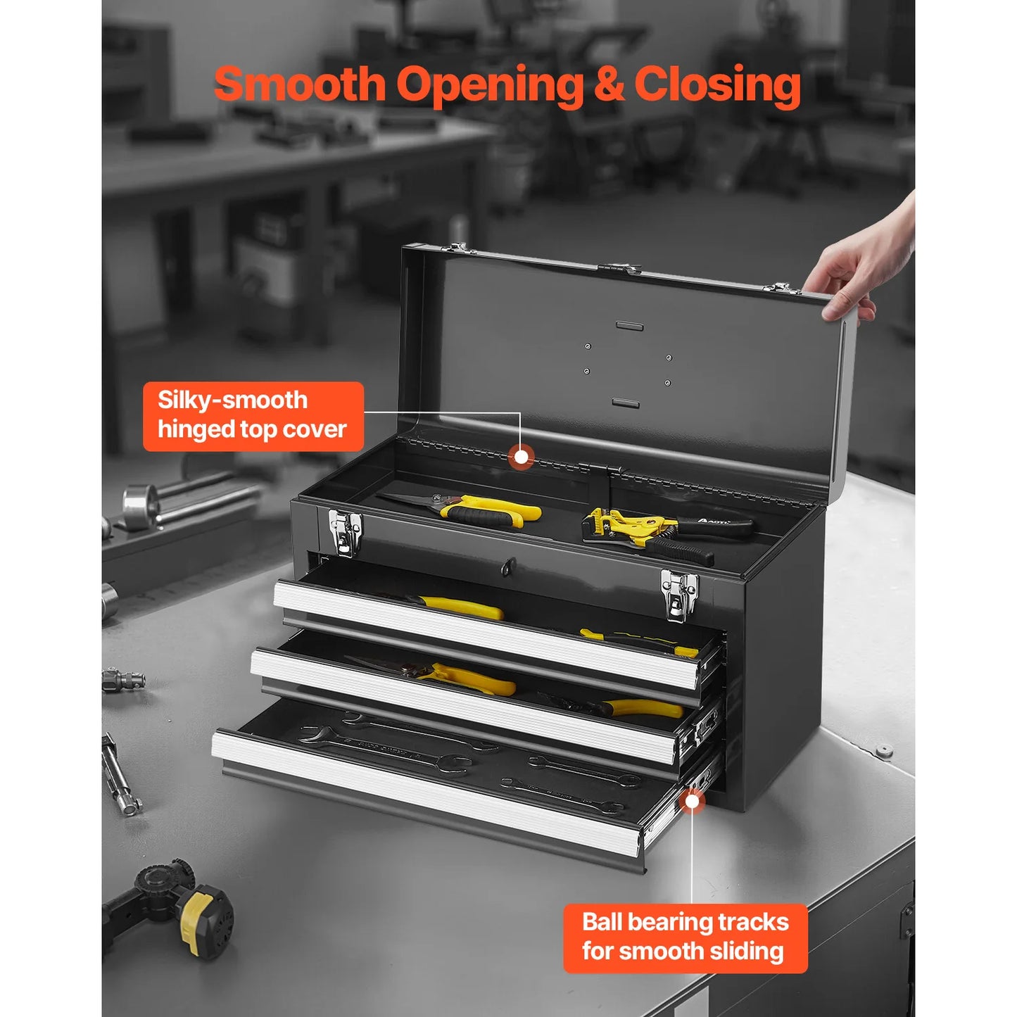 SucceBuy 3 Drawer Metal Tool Chest With EVA Liners