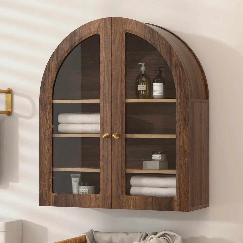 Arched Bathroom Wall Cabinet With Acrylic Doors Farmhouse Style