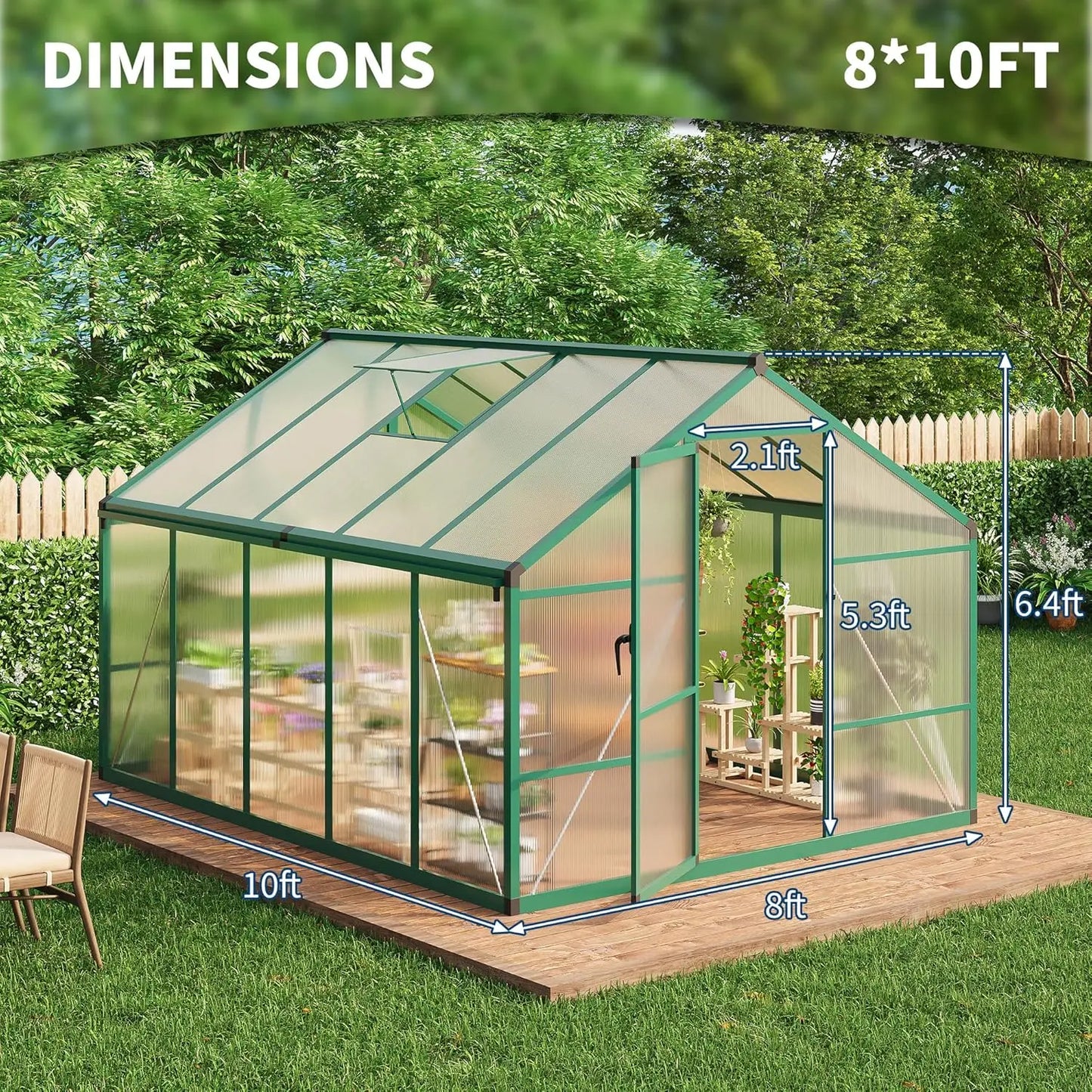 DishyKooker Walk-In Greenhouse With Roof Vent And Lockable Door