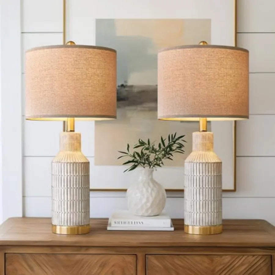 Modern Ceramic Bedside Lamps Pair For Living Room Decor