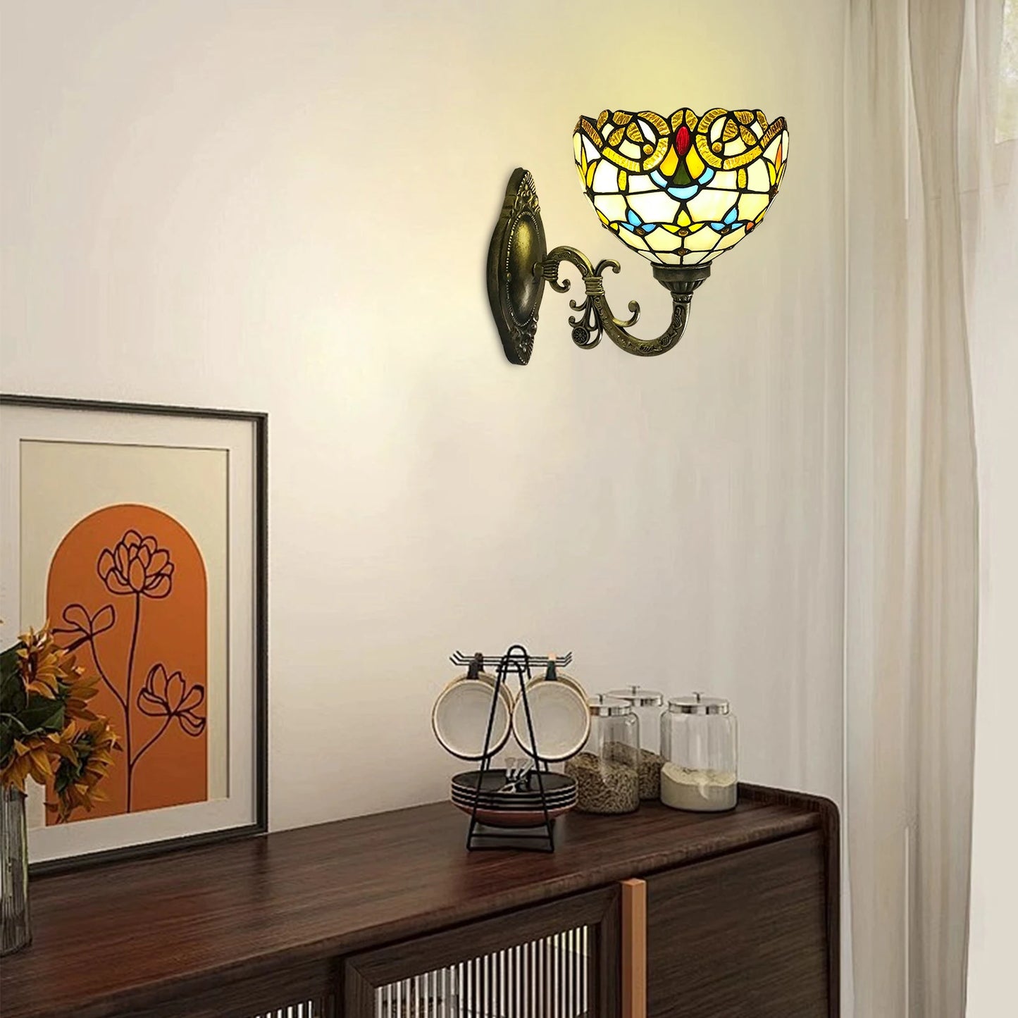 Tiffany Style Wall Lamp Vintage Dome Light For Living Room