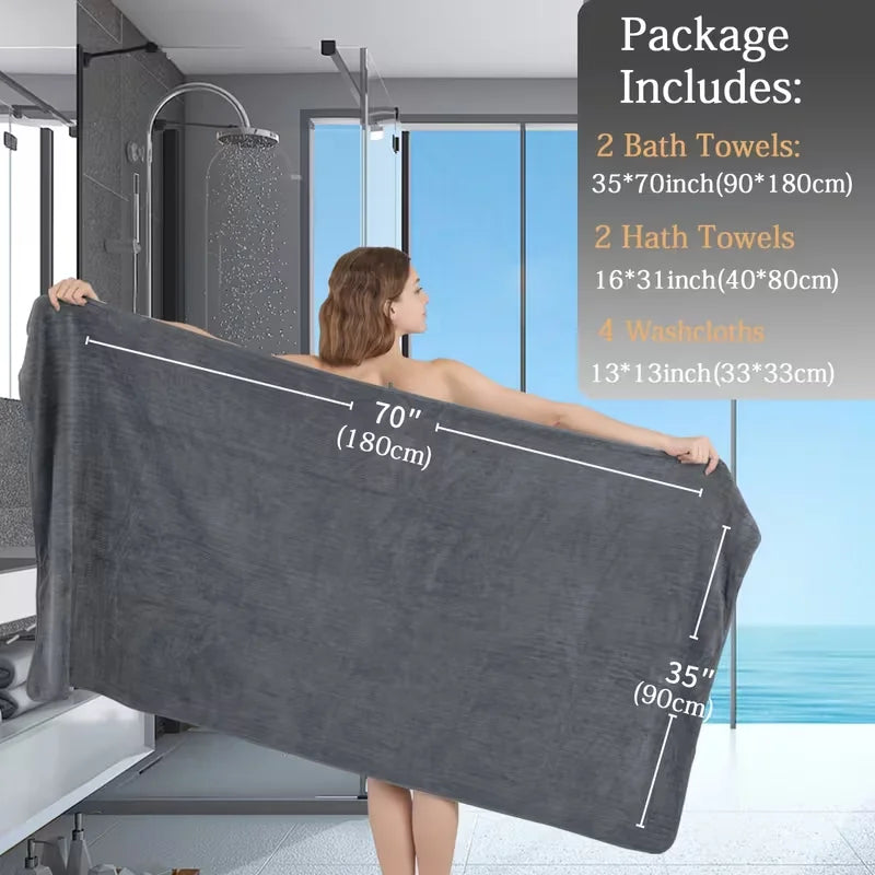 Belista Oversized Bath Towels Set Eight Piece Includes Towels Washcloths