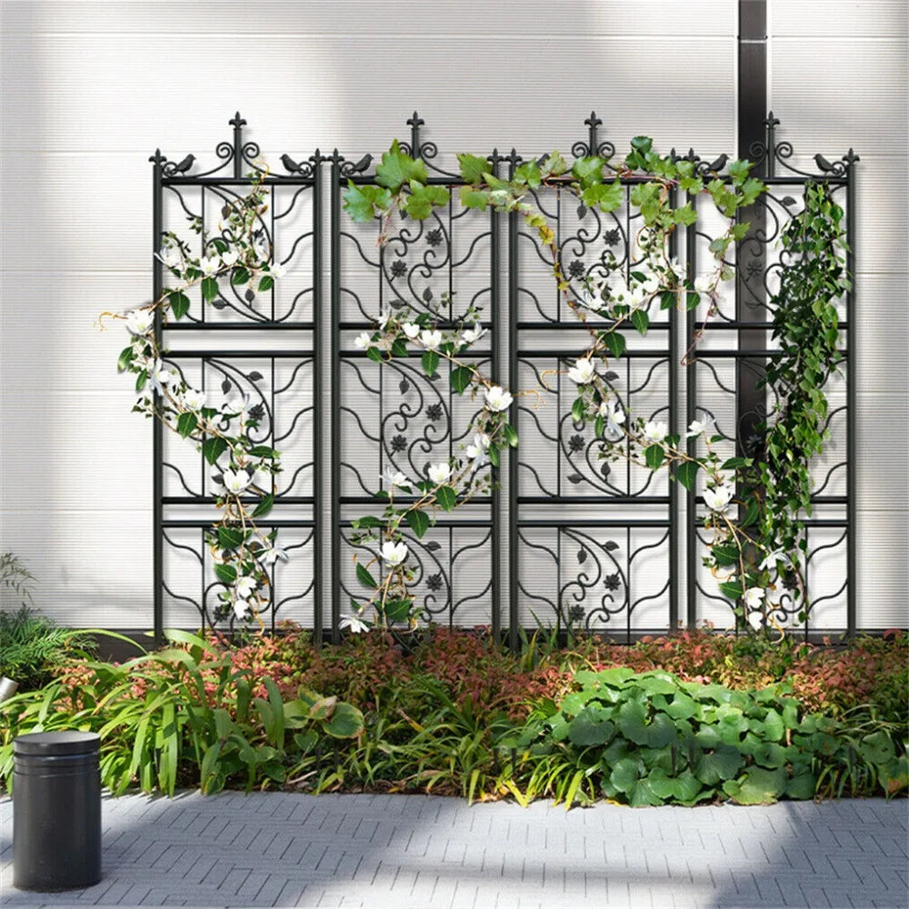 Durable Metal Garden Trellis Fence for Climbing Plants Lattice