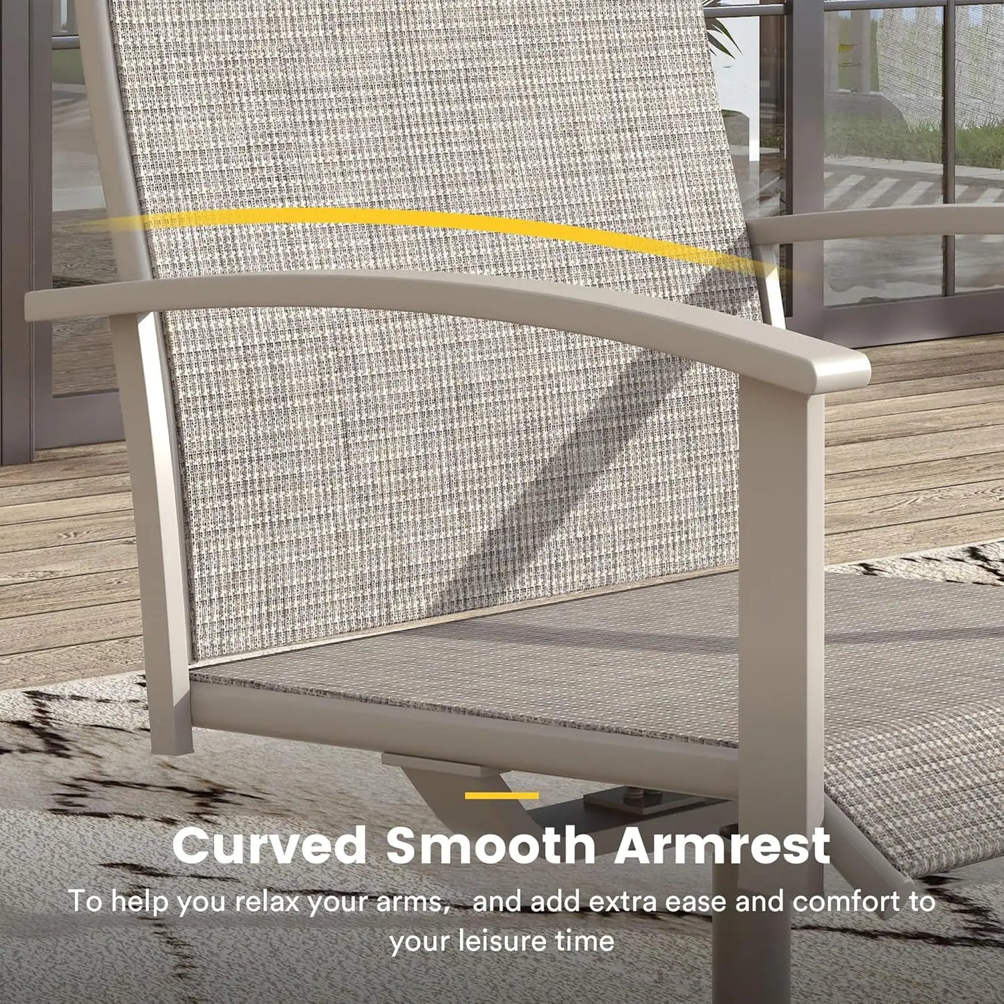 Swivel Textilene Patio Chairs Set of 4 for Lawn Garden