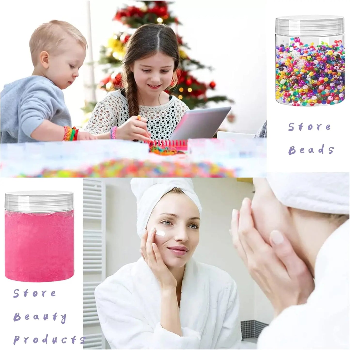 20 Pack Clear Plastic Jars With Lids Wide Mouth Storage Containers