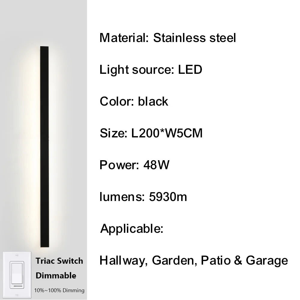 IISINUO Outdoor Porch Wall Light Stainless Steel IP67 Waterproof Dimmable
